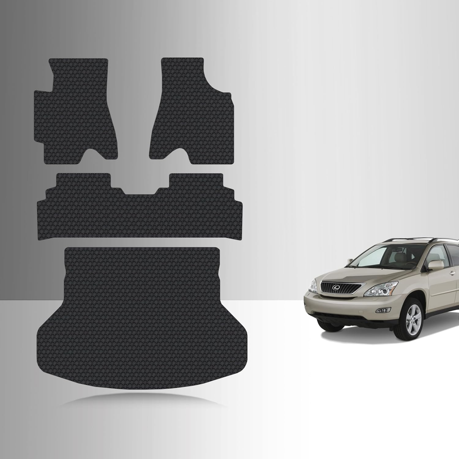TOUGHPRO Full Set Floor + Cargo Mats Accessories Set for Lexus RX300 All Weather Heavy Duty (Made in USA) Black Rubber 1999 2000 2001 2002 2003