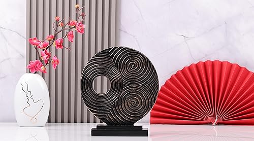 Miniatura 4 de WUBIANJIE Escultura moderna de decoración del hogar en negro y dorado, estatua de línea redonda única, pieza decorativa para sala de estar, oficina