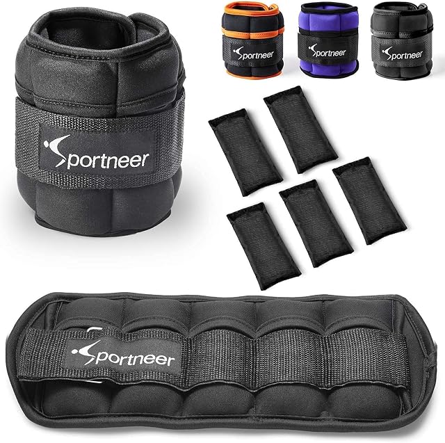 Sportneer Ankle Weights Set Wrist Weights Set 3.5lbs for Men Women, Adjustable Weights Ankle Weight Wrist Weight Straps for Fitness Walking Running Jogging, 1.6lbs-7lbs a Pair
