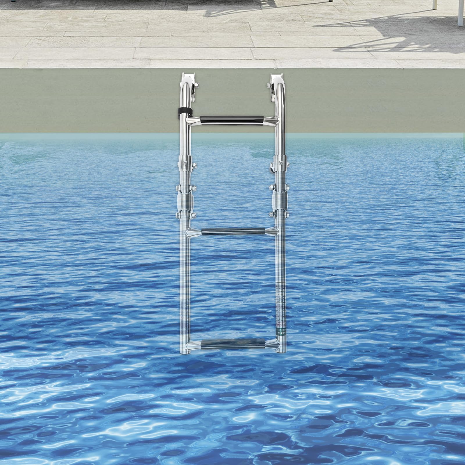 Scala da bagno a 3 livelli, in acciaio inox, pieghevole, con pedale antiscivolo, per piscina, barca, piscina, yacht, motoscafo, fino a 350 lbs