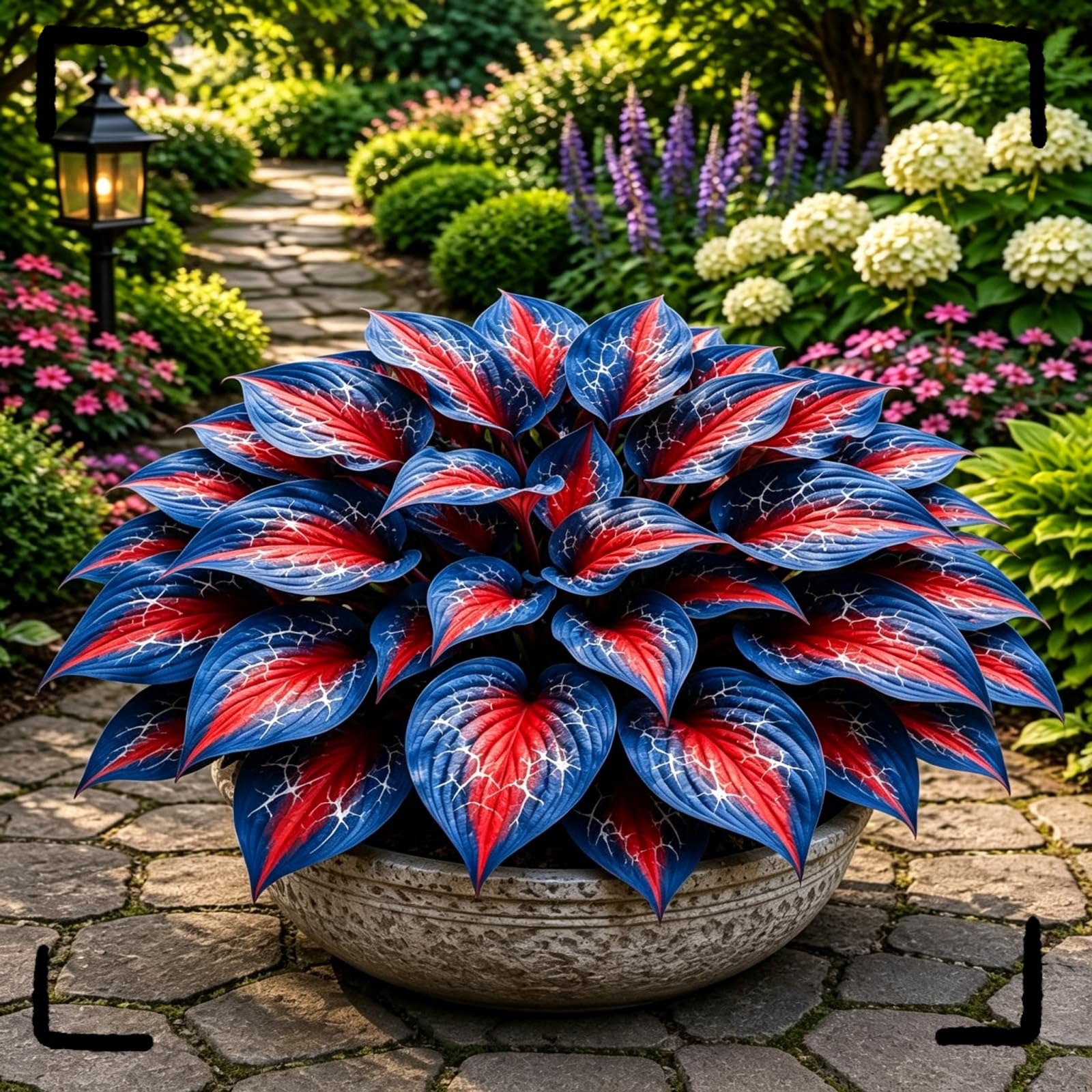 Hosta Multicolore Perenne, Rizoma Forte, Resistente all’Ombra e al Freddo Invernale-15bulbi-C