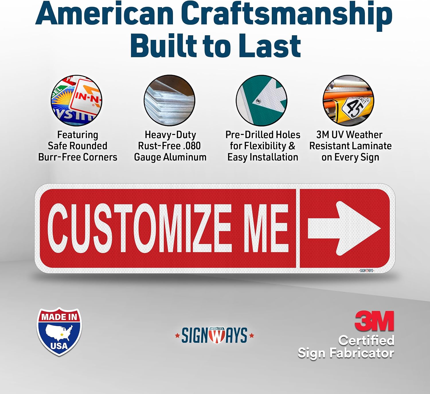 Street Signs Customized Right Arrow | Custom Street Road Signs | Design Your Personalized Street Sign w Color, Symbol, Font, Words, Single or Double Sided | Heavy-Duty Aluminum 24x6” | Made in USA