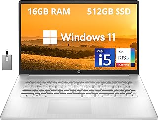 HP 2022 17.3" FHD Home & Business Laptop, Intel Core i5-1155G7 Processor, 16GB RAM, 512GB PCIe SSD, Intel Iris Xe Graphics, Wi-Fi, Bluetooth, HDMI, Win 11, Silver