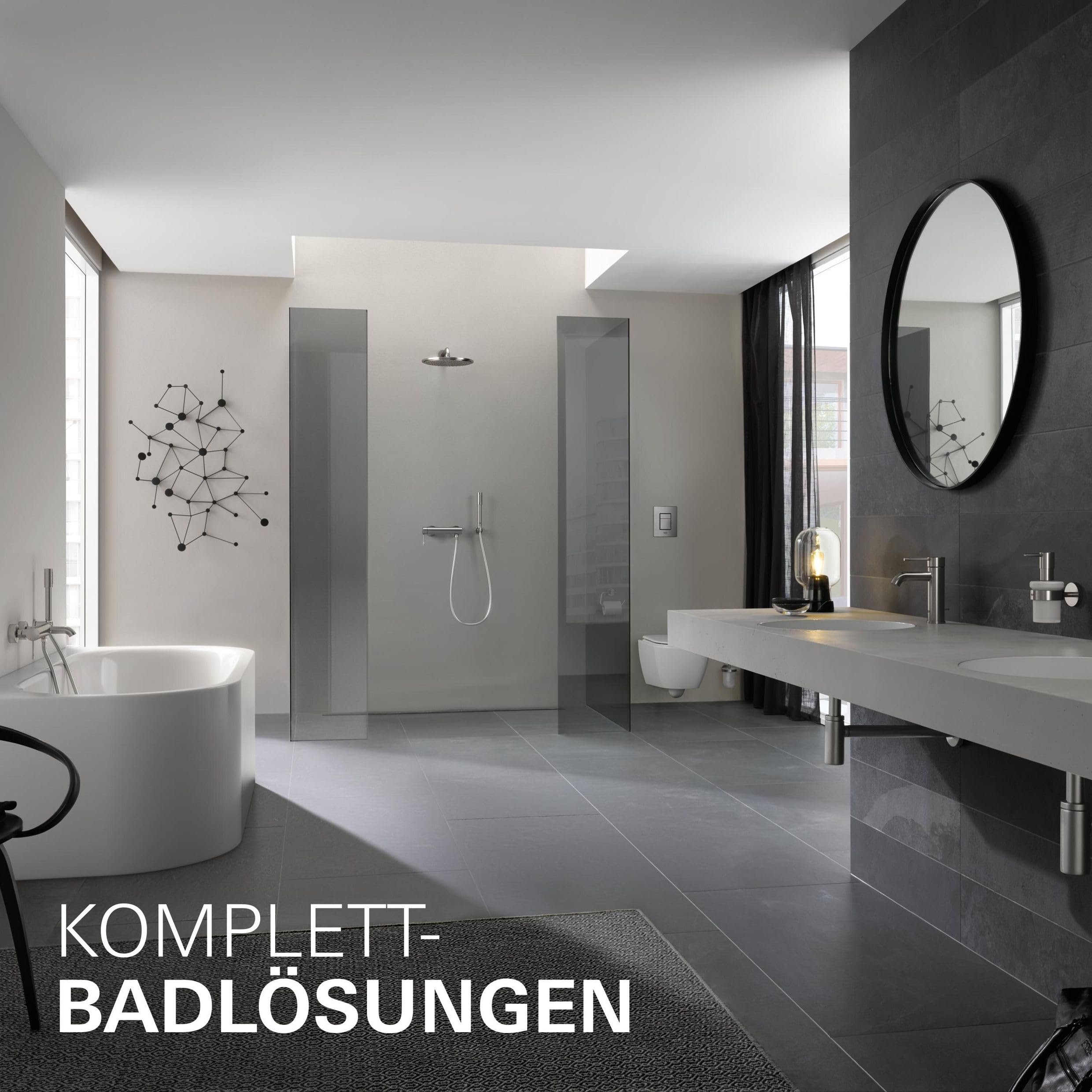 GROHE Essence, Waschtischarmatur, wassersparend (Wasserhahn für das Bad, 17cm hoch, Badarmatur mit langlebiger Oberfläche, einfache Installation am Waschbecken), edelstahl, 23590DC1
