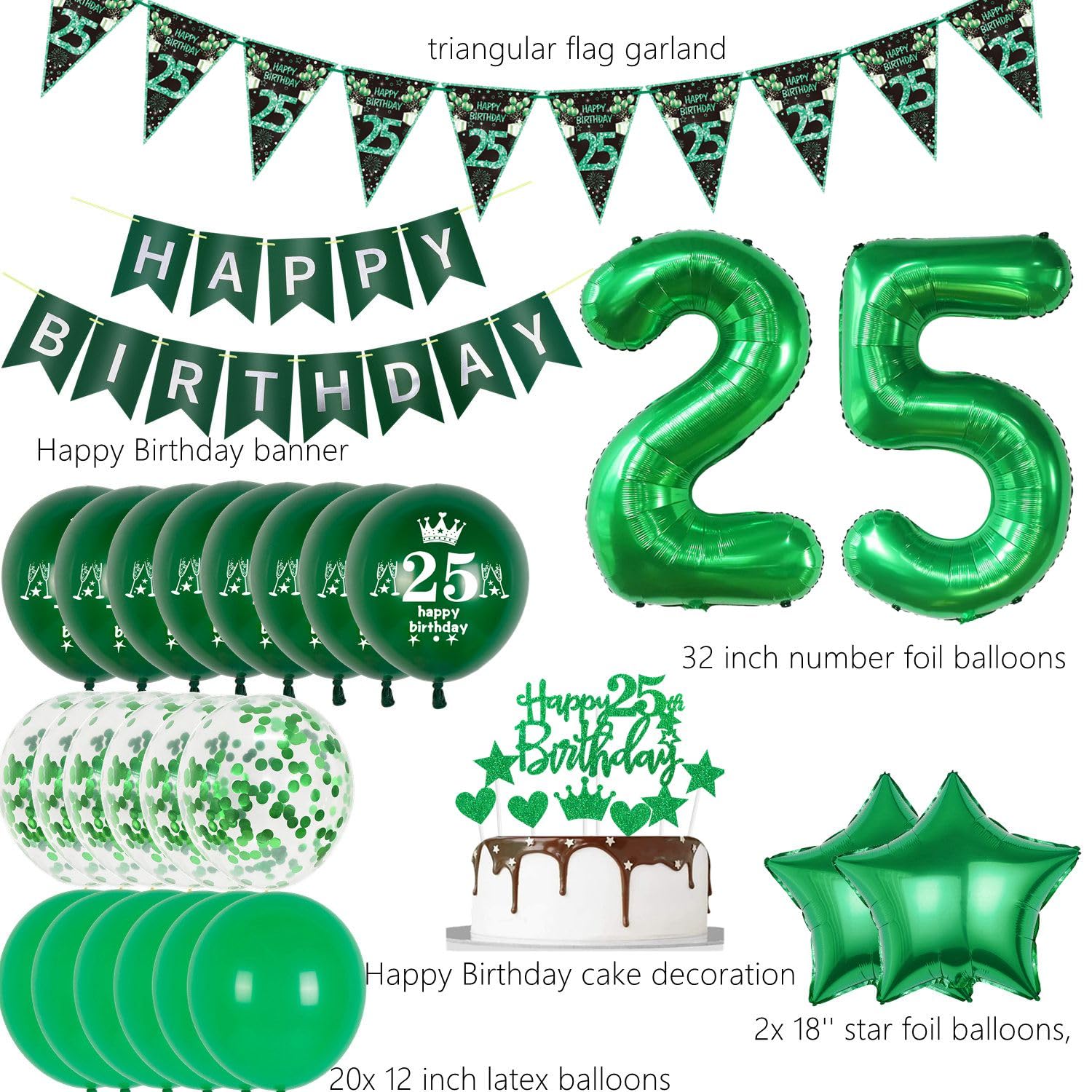 Palloncini per il 25° compleanno: decorazioni per feste dorate, venticinque - Italia