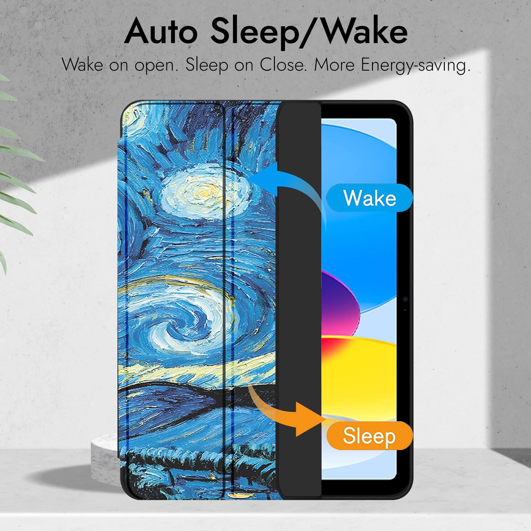 Robustrion Case for iPad 11th Gen (A16) / 10th Generation Cover Case (2025/2022), Smart Flexible Trifold Flip Stand Cover [Pencil Holder] for iPad 10th Gen / 11th Generation [Auto Sleep Wake] - Night — Amazon image 3