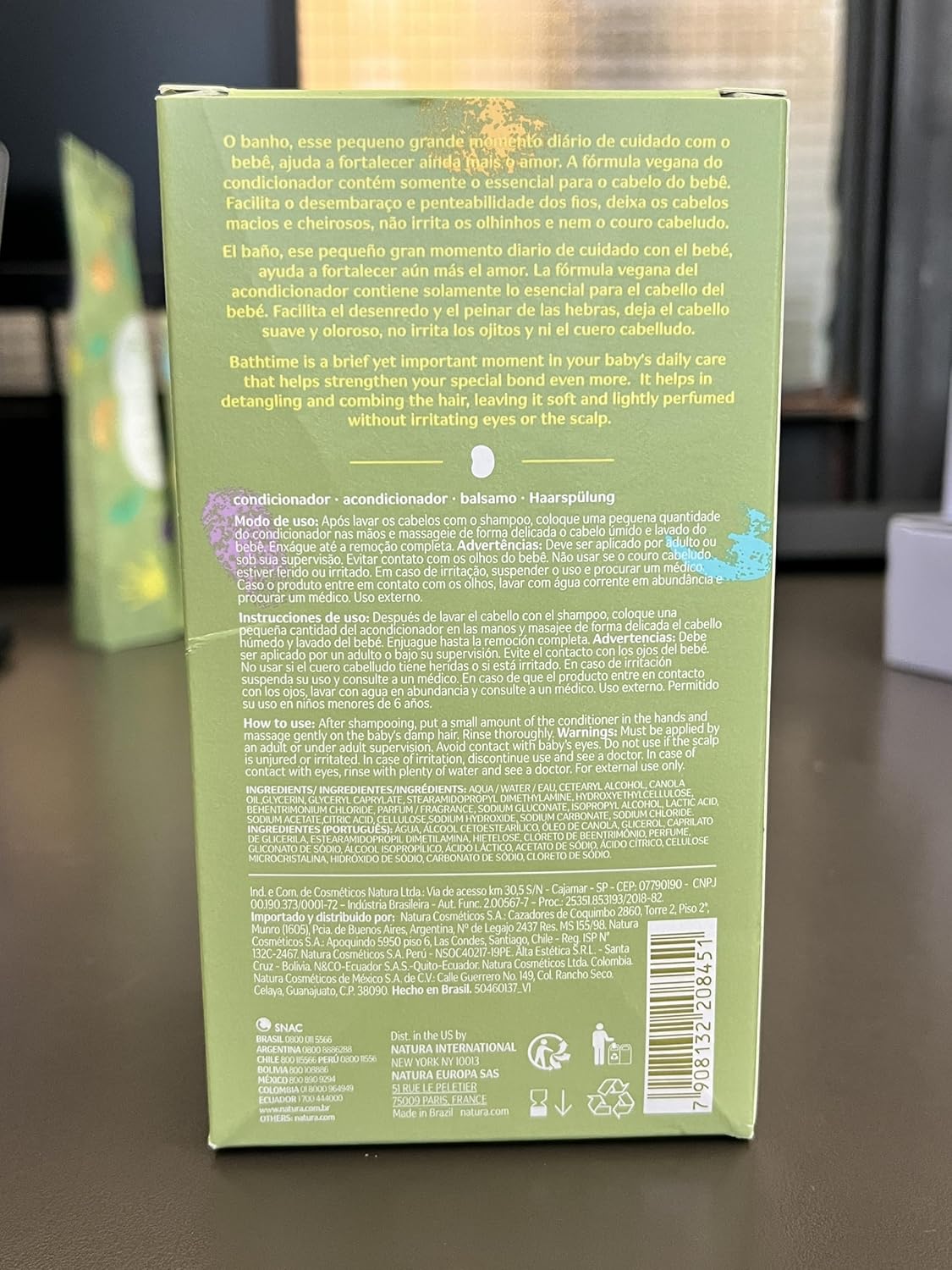 natura - Mamãe e Bebê Baby Conditioner - Untangle & Soften Baby Hair - 100% Vegan - Self-Preserving Formula - 97% Natural Origin - All Skin Types - Cruelty Free - Baby Essentials - 6.7 fl oz (200ml)