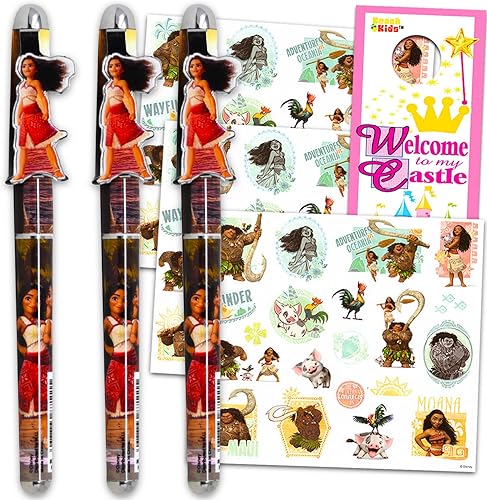 Disney Moana Ensemble de stylos à clip en métal – Lot de 3 instruments d'écritur