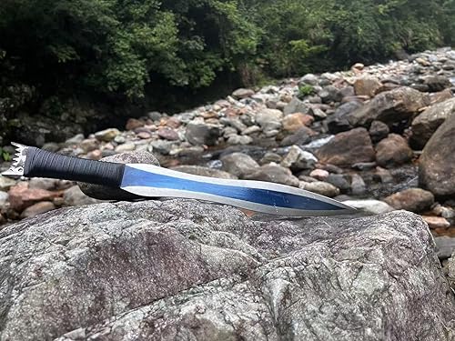 Miniatura 3 de Espada medieval con hoja de acero azul y funda de cuero, 24 pulgadas