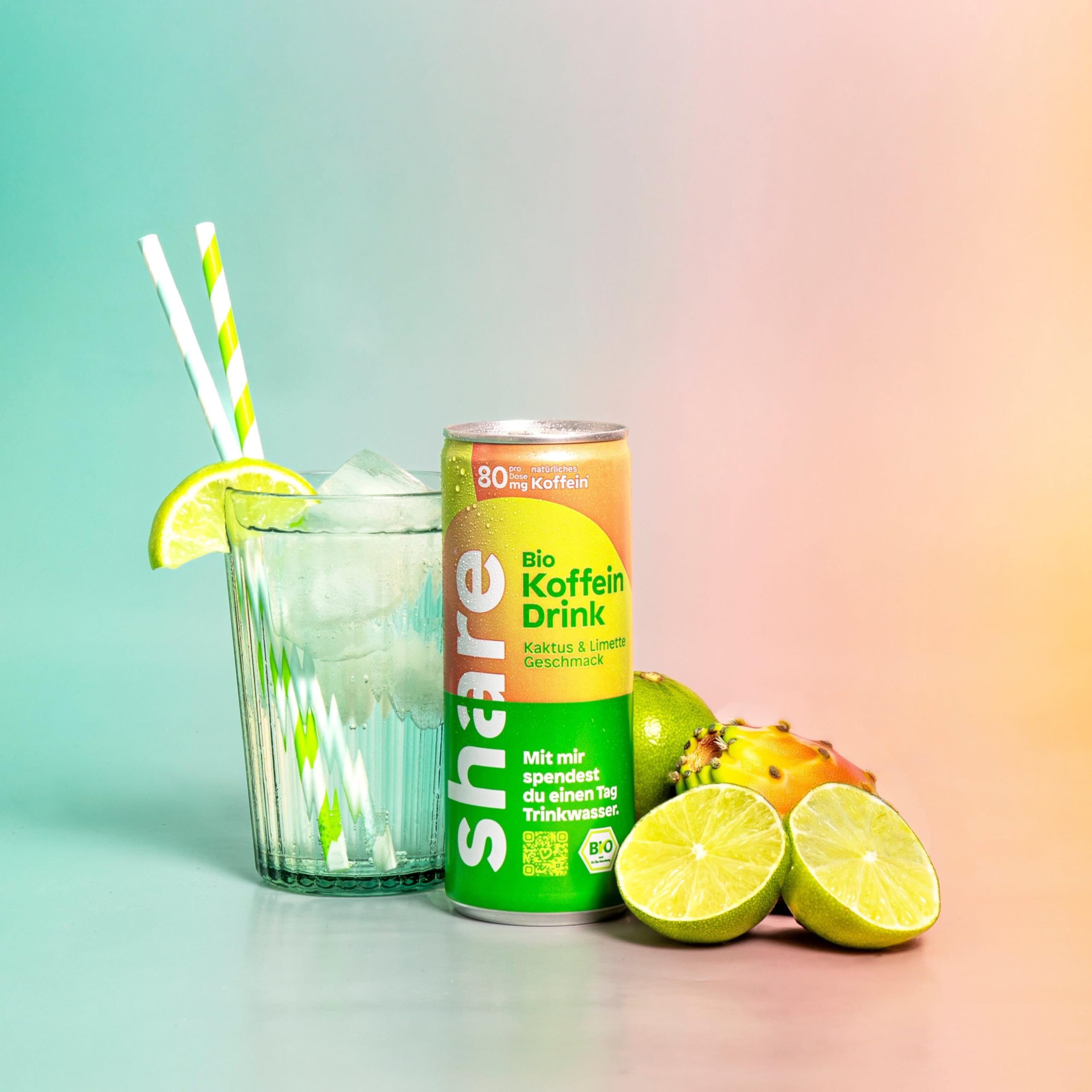 share Bio Koffein Drink Kaktus & Limette (Kurzes MHD: 11.06.2026)  (24 x  250 ml) Veganes, koffeinhaltiges Erfrischungsgetrnk  80 mg natrlicher  Koffein pro Dose  Spendet Trinkwasser : Amazon.de: Lebensmittel & Getrnke