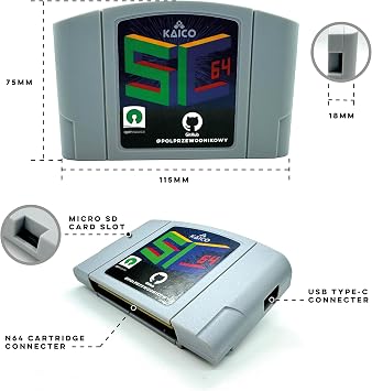 Kaico Edition SummerCart64 Open Source N64 Flash Cart with 64DD Support N64 Compatibility - EverDrive x7 Competitor - N64 Compatible Game Cartridge with 8GB Micro SD Card - SC64 Summer Cart