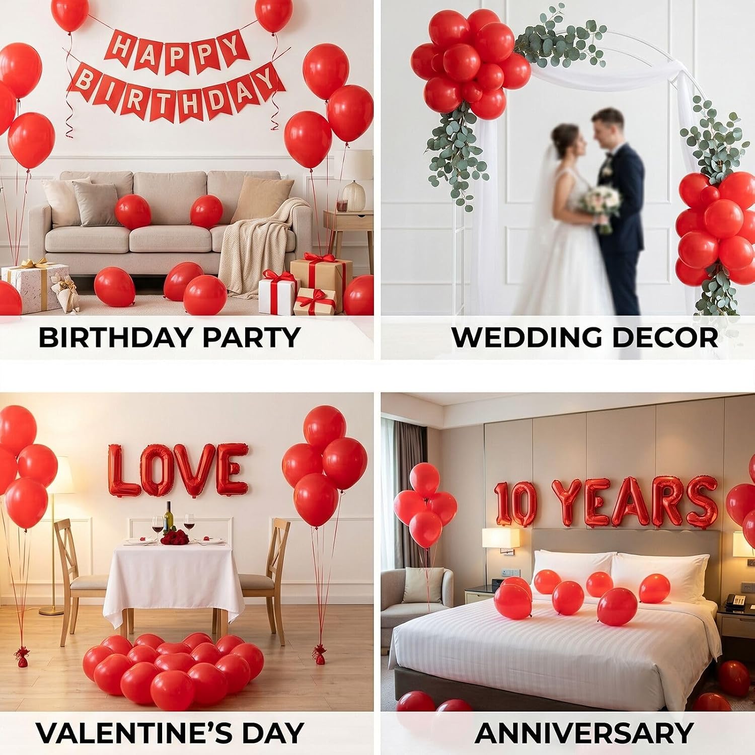 50pcs 12 Inch Vibrant Red Latex Balloons (with Ribbon & Adhesive Dots) | Premium Red Balloons for Mother's Day, 2026 Graduation, Wedding, Birthday, Anniversary Party Decorations thumbnail
