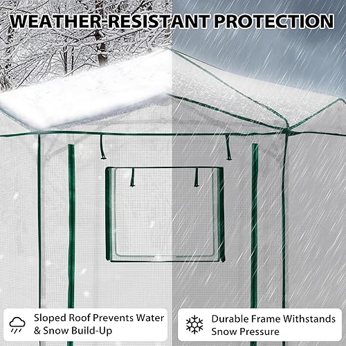 Vista 90 de EAGLE PEAK - Invernaderos emergentes instantáneos, para plantas de interior y exterior, puertas enrollables con cierre y ventanas laterales, 6 x 4