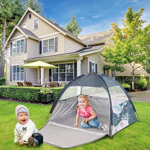 Miniatura 5 de Lucky Castle Tienda de campaña de playa para bebés, ligera y fácil de instalar, protección solar para niños y niños, toldo para bebés y niños
