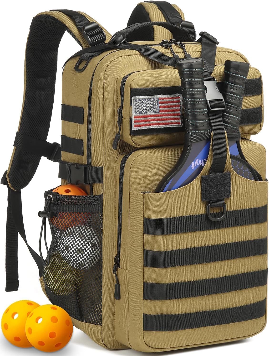 Pickleball Backpack for Men and Women, Tactical Pickleball Paddle Bag with Molle System Design