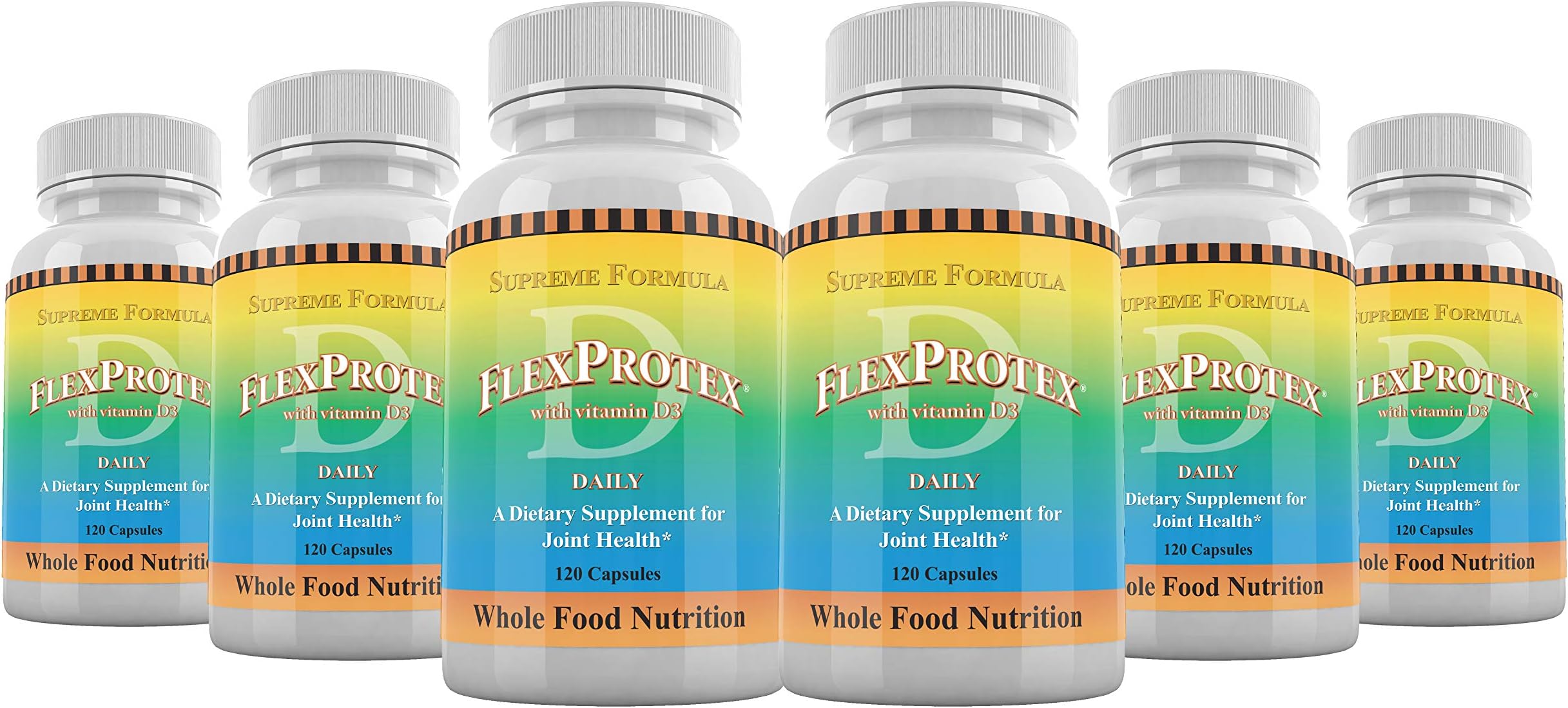 Daily Health FlexProtex D Natural Joint Support 6 Bottles Plus 1 Bottle Marine Coral Calcium 90 Capsules