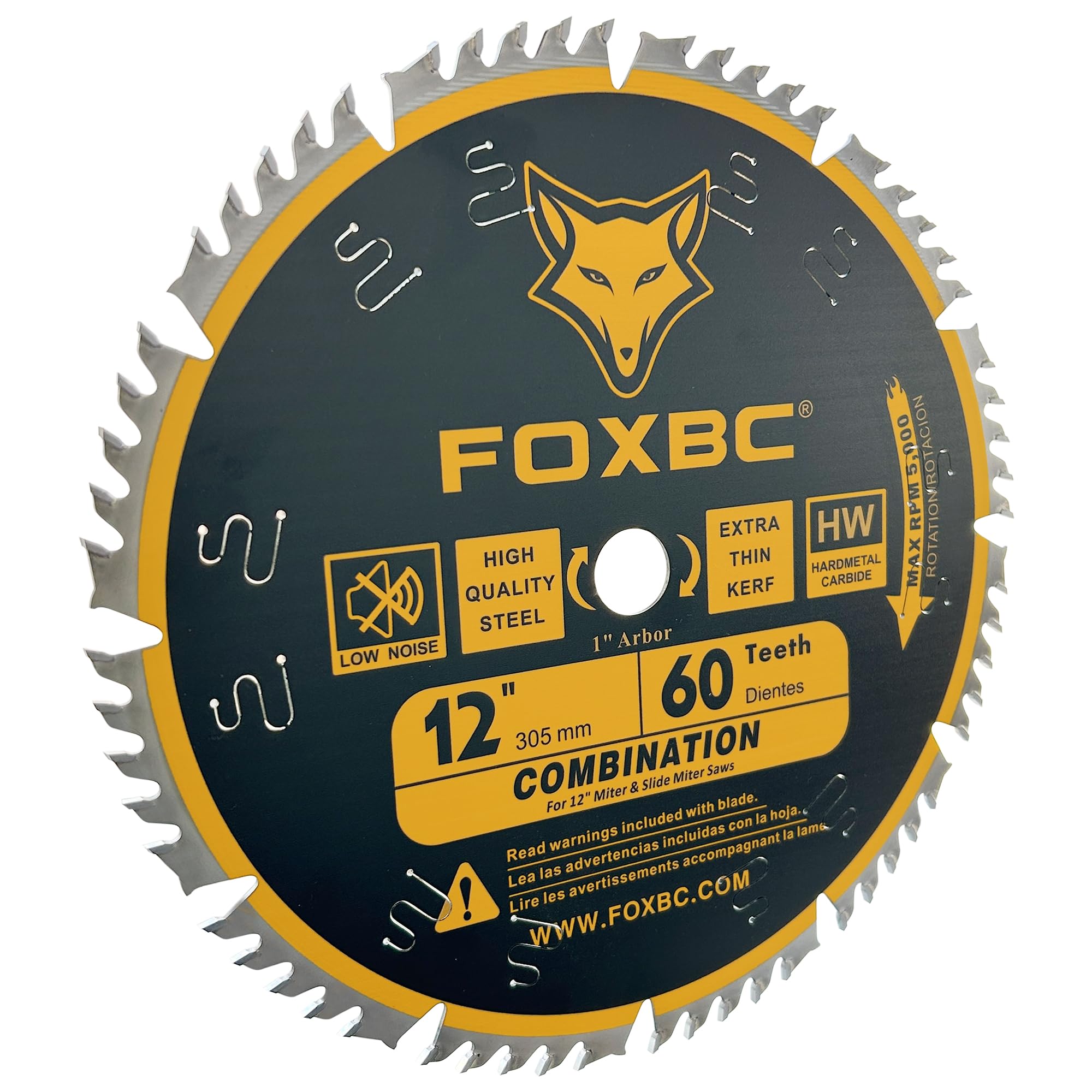 FOXBC 12" Miter Saw Blade - 60 Tooth Carbide -5