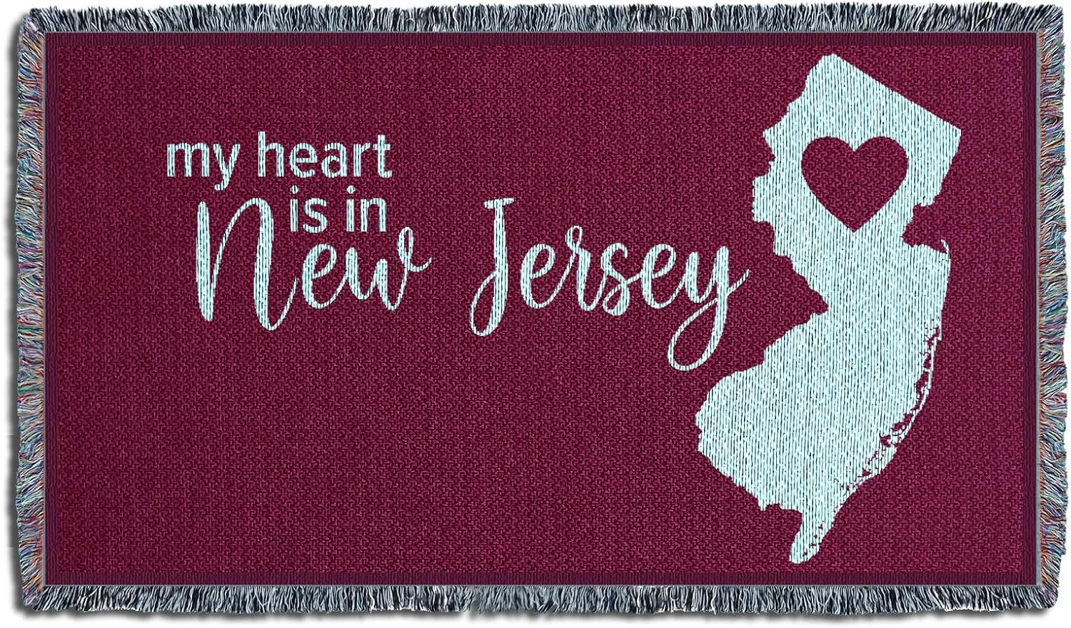 Pure Country Weavers My Heart is in New Jersey Blanket - Gift Tapestry Throw for Back of Couch or Sofa - Woven from Cotton - Made in the USA (61x36)