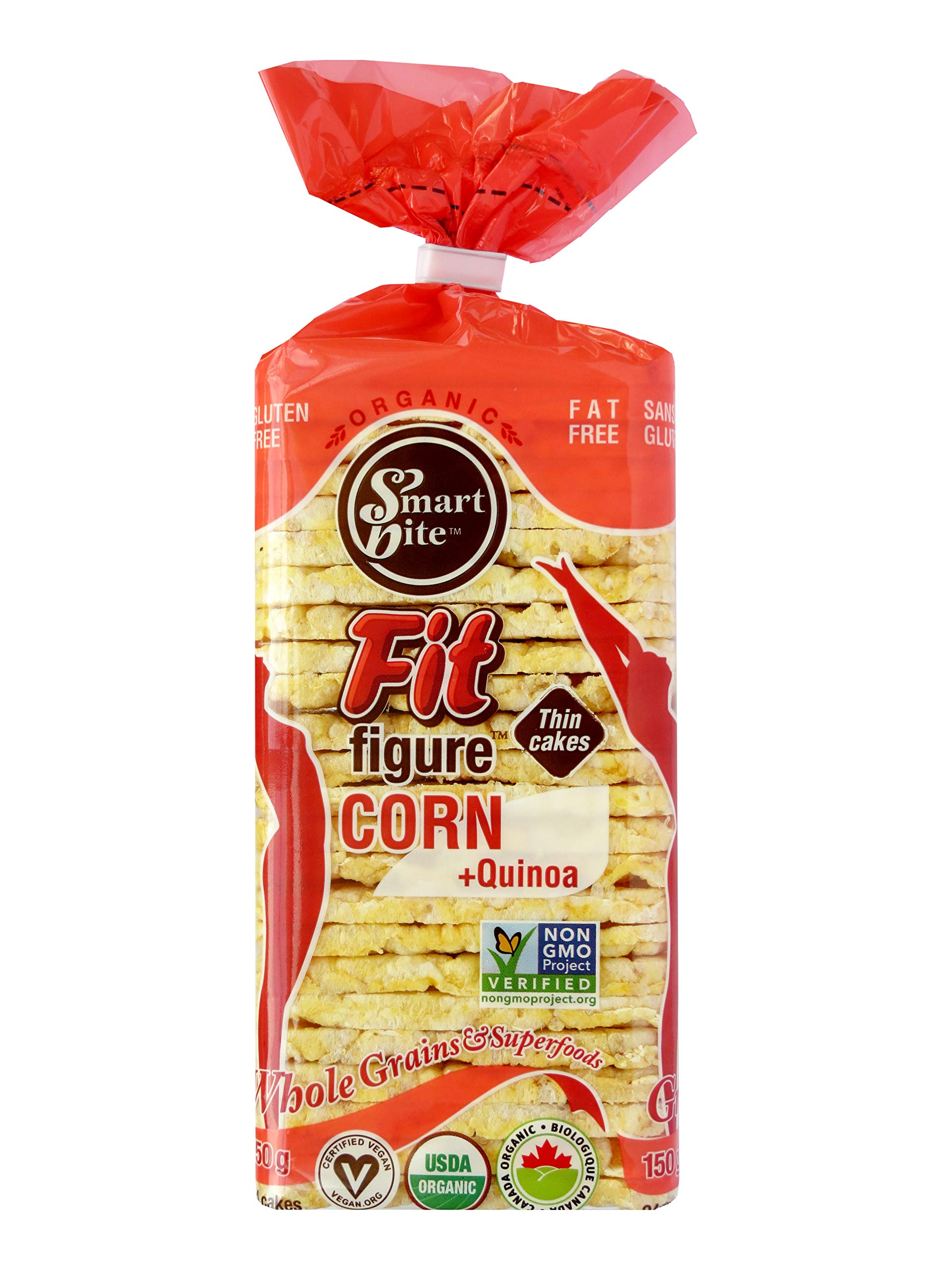 Smartbite Snacks Thin Organic Gluten-Free Corn Cakes with Quinoa, 5.3 Oz (Pack of 12)