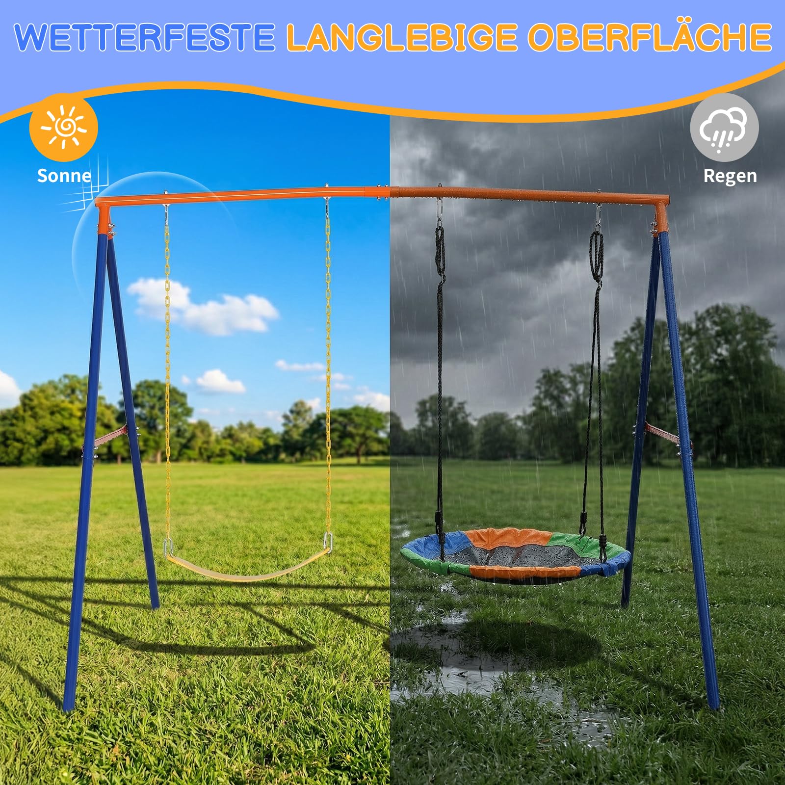 LEADZM Schaukel Outdoor für Kinder mit Klettergerüst, Basketballkorb