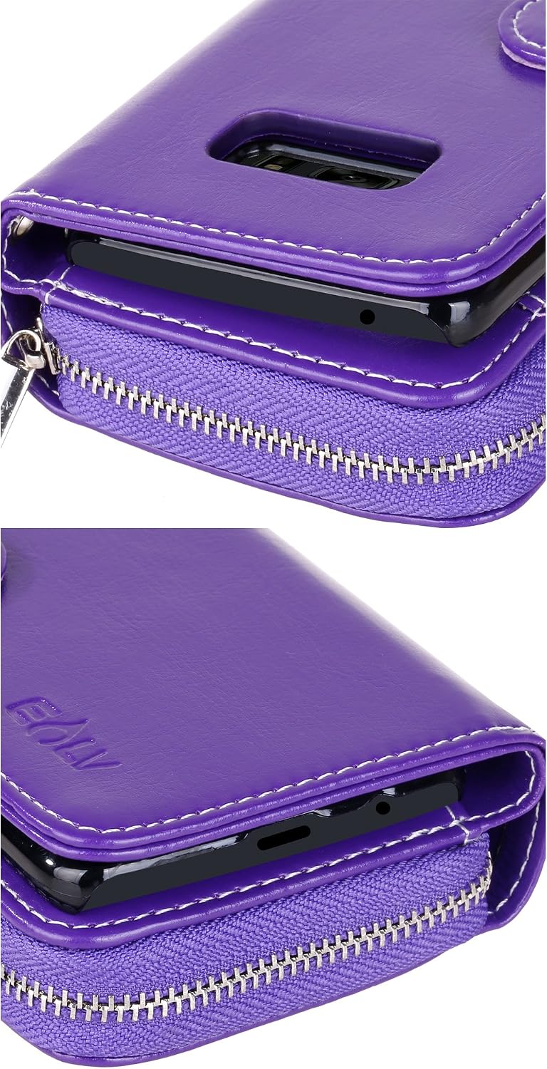 E LV Purse Case for Galaxy S8 Plus - PU Leather Case Cover Flip Folio Wallet Purse Case Cover for Samsung Galaxy S8 Plus - [Purple]