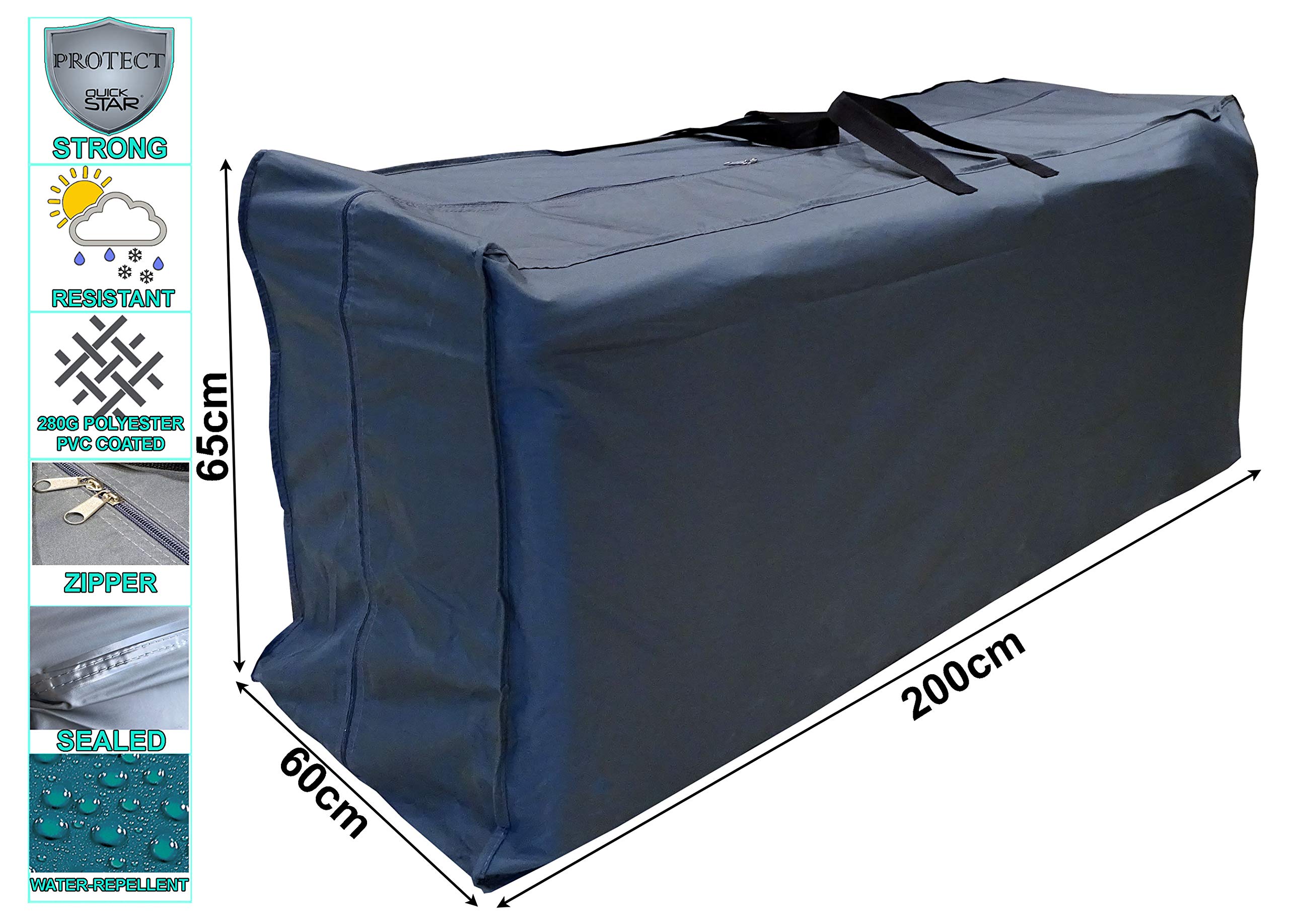 QUICK STAR Kissentasche 200x60x65cm Schutzhülle für 8 Rollliegen Auflagen