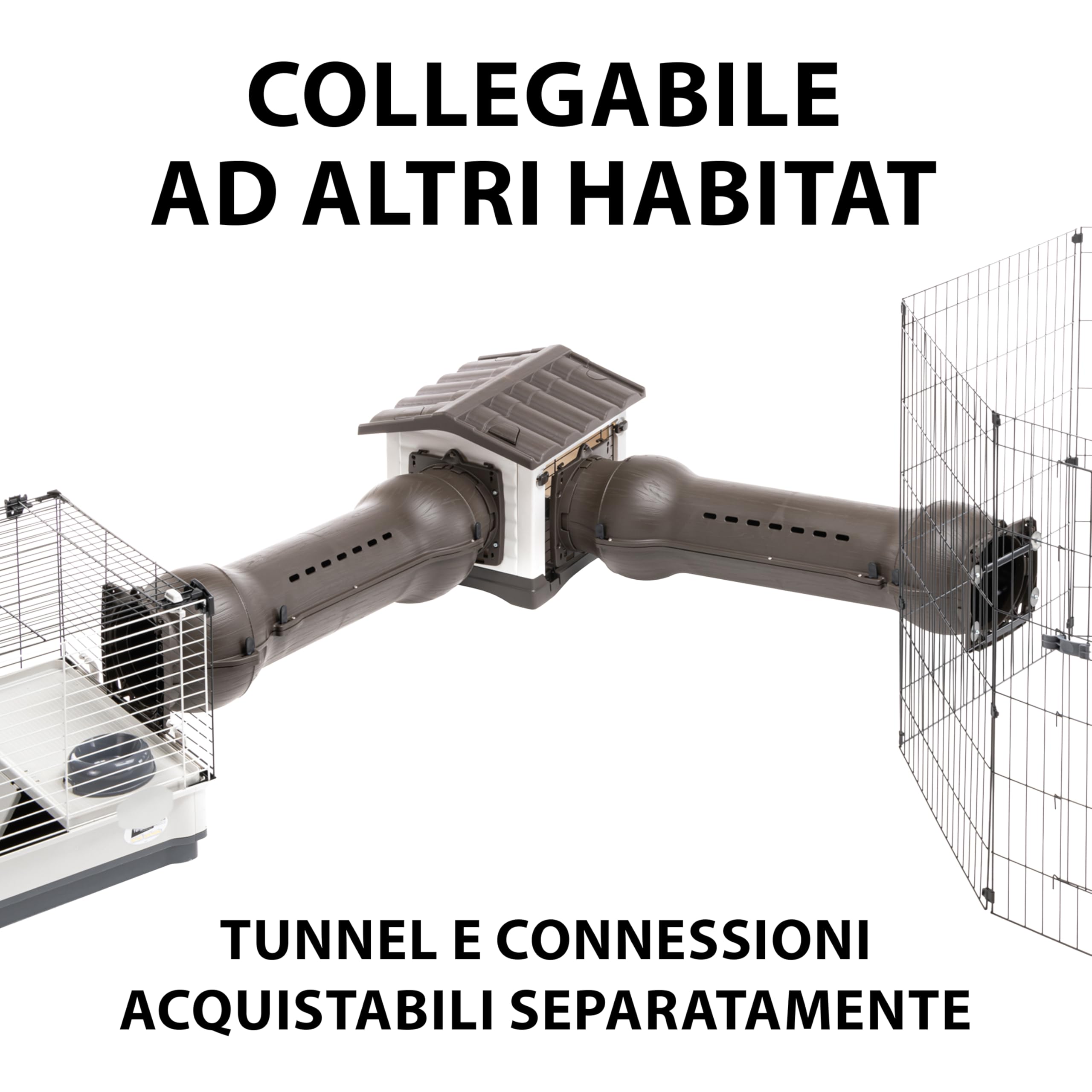 Ferplast Accessori Gabbia Conigli METRO', Collegabile ai Tunnel per Conigli, Furetti e Porcellini d’India, Tetto Rimovibile e Fondo Drenante, 43 x 48 x 44 cm.
