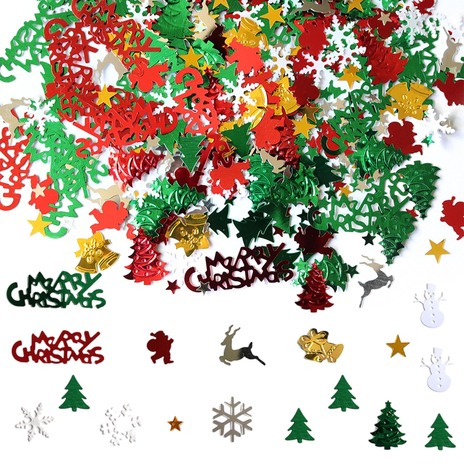 Coriandoli natalizi glitterati rosso verde bianco fiocco di neve Babbo Natale Buon Natale forma tavolo spargere coriandoli paillettes per feste di Natale artigianato fai da te spruzzini coriandoli