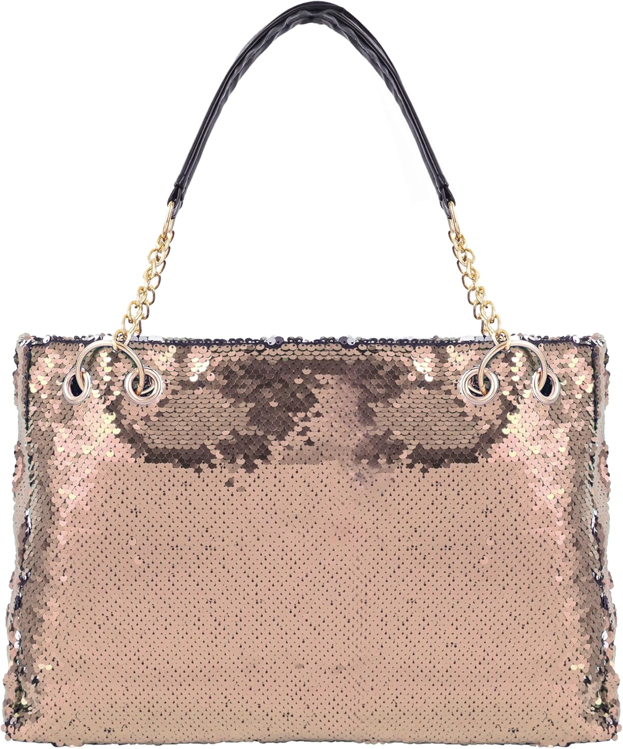 ZLM BAG US Women's Glitter Sequins Shoulder Tote Big Capacity Shimmer Shopping Bag Sparkling Handbag Purse