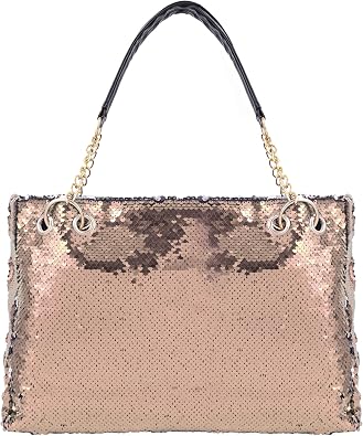 Womens Glitter Sequins Shoulder Tote Big Capacity Shimmer Shopping Bag Sparkling Handbag Purse