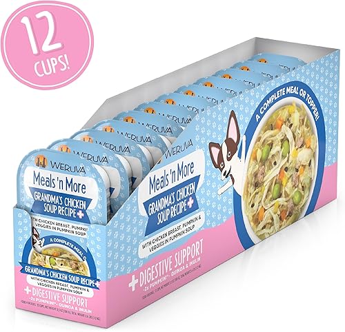 Miniatura 2 de Weruva Meals 'n More - Alimento húmedo natural para perros, sopa de pollo de la abuela más apoyo digestivo, taza de 3.5 onzas (paquete de 12)