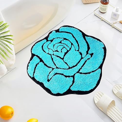 Miniatura 8 de LEVINIS Tapetes de baño con diseño floral de rosas verdes, antideslizantes, peludas, lavables a máquina, para baño, ducha, bañera, dormitorio,