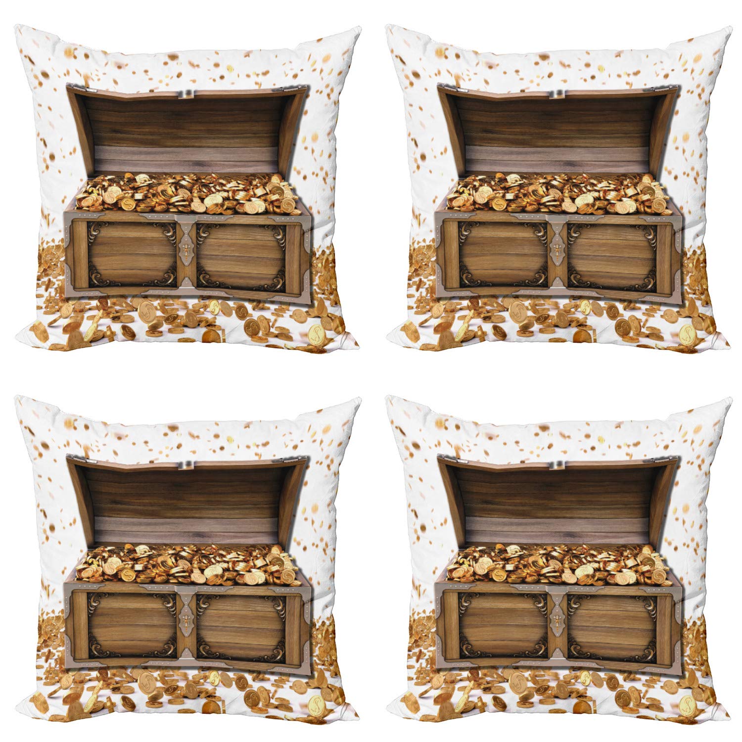 ABAKUHAUS Rosa Scuro Federe Cuscini Set di 4, Stripes Brevi