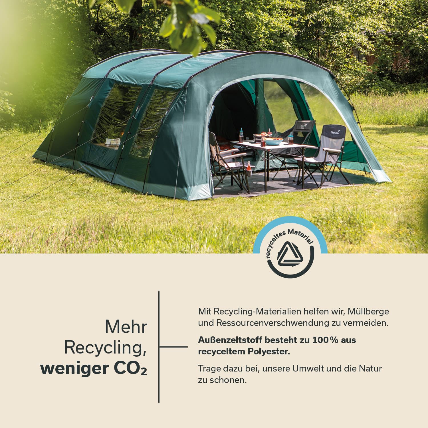 Skandika Kaupanga 6 Protect Tenda da campeggio a tunnel | 6 posti, telo di fondo cucito, impermeabile, colonna d'acqua 3000 mm, cabina letto oscurata