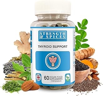 – Strength & Spices Natural Thyroxine, Thyroid Support Supplement for Better Mood and Energy, Hormone Balance for Women and Men, Rich in Maca Root, Kelp, Ashwagandha and Brazil Nuts, 1000mg, 60 Capsules
