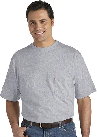 Harbor Bay by DXL Men's Big and Tall Moisture-Wicking Pocket T-Shirt Grey Heather 6XLT