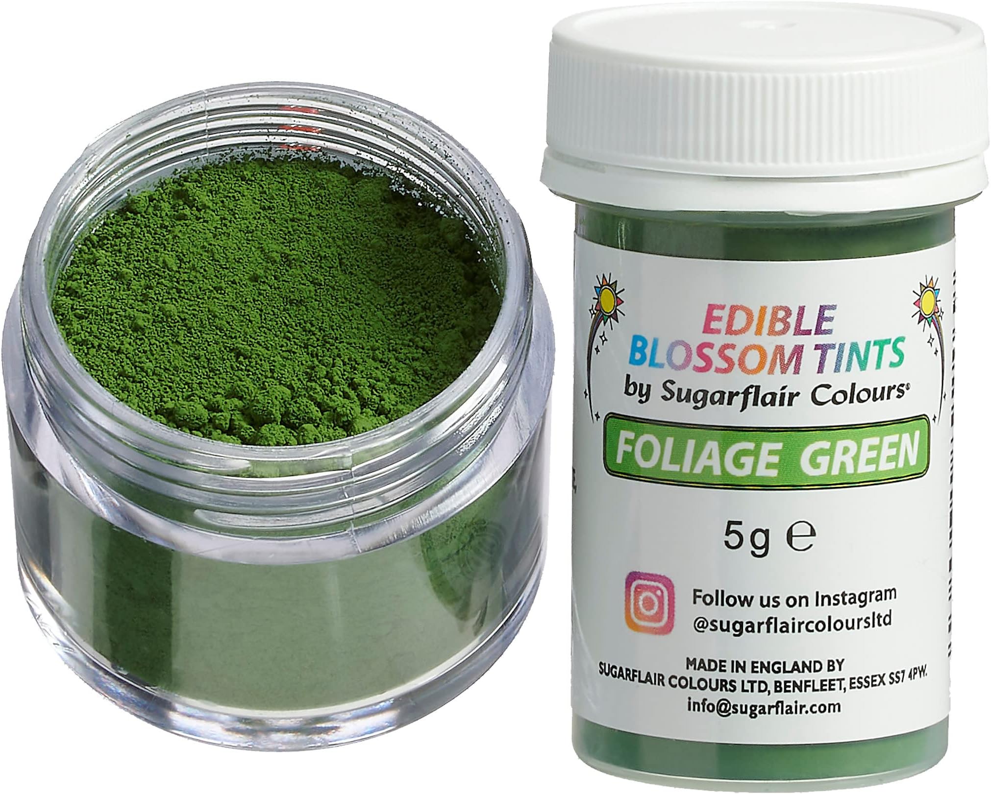 Sugarflair Food Colouring Powder Dust Foliage Green Blossom Tint, Use on Cake Decorations or Colour Sugarpaste, Fondant, Icing, Chocolate, Buttercream, Royal Icing, Macarons and More! - 5g