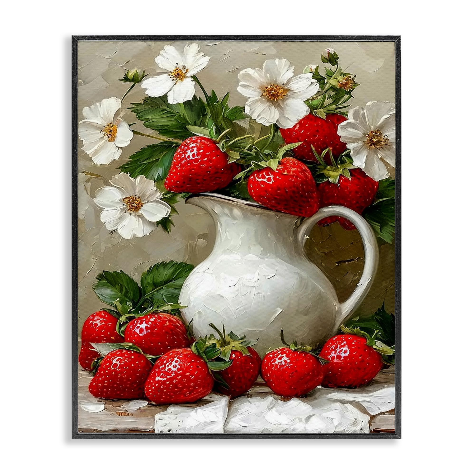 'Painterly Strawberries Still Life'| Framed Giclee Art