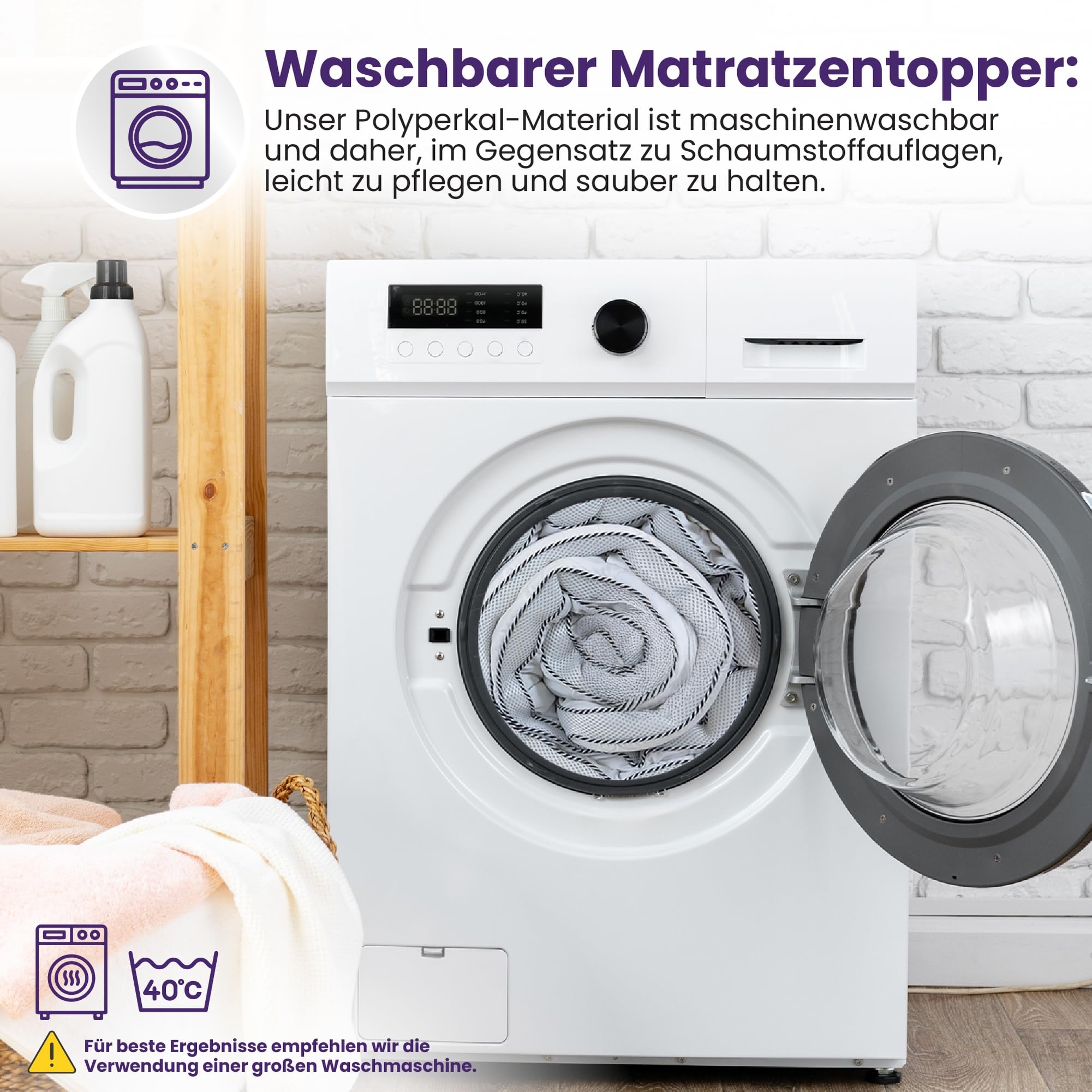 Matratzen-Topper 140x200cm - Ultraweicher 3cm [Luxe Komfort], Atmungsaktives [Airflow Edge] Design - Hypoallergener Bett Topper waschbar