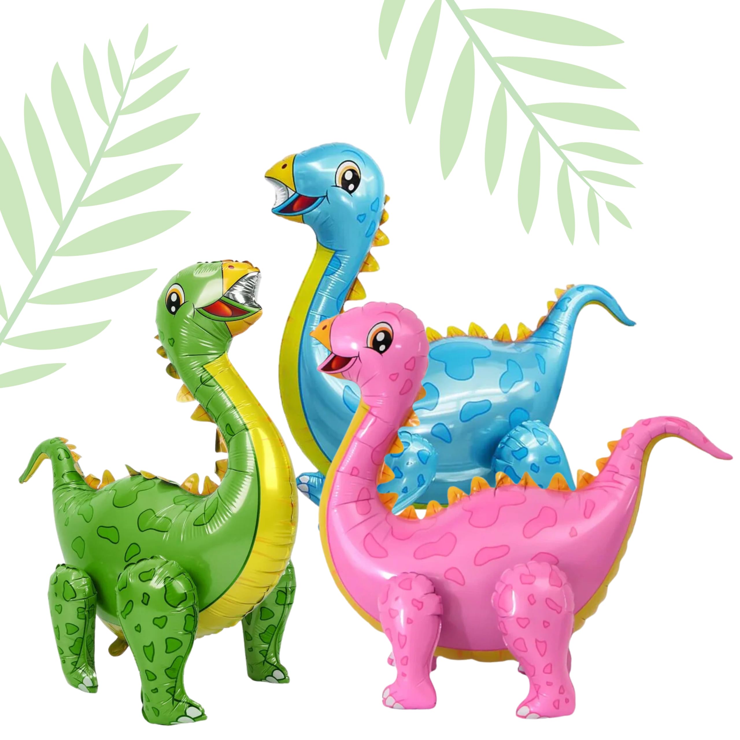 BOGAZNET Pack of 3 Big Diplodocus Foil Balloons – 3D Dinosaur Balloons for Birthday Party Dinosaur Foil Balloons Birthday Dinosaur Decorations Dinosaur Baby Shower Decorations (Blue, Green, Pink)