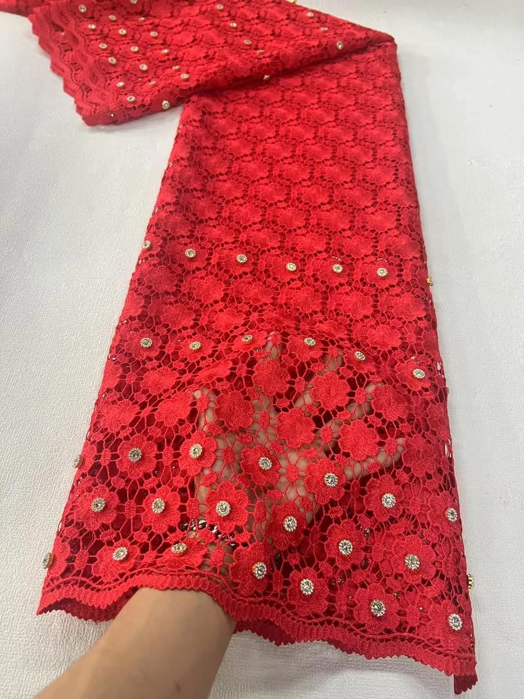 Guisolid - Tela de encaje de tul de algodón bordado, 5 yardas, para vestidos de graduación, tela de costura de 3 5 yardas