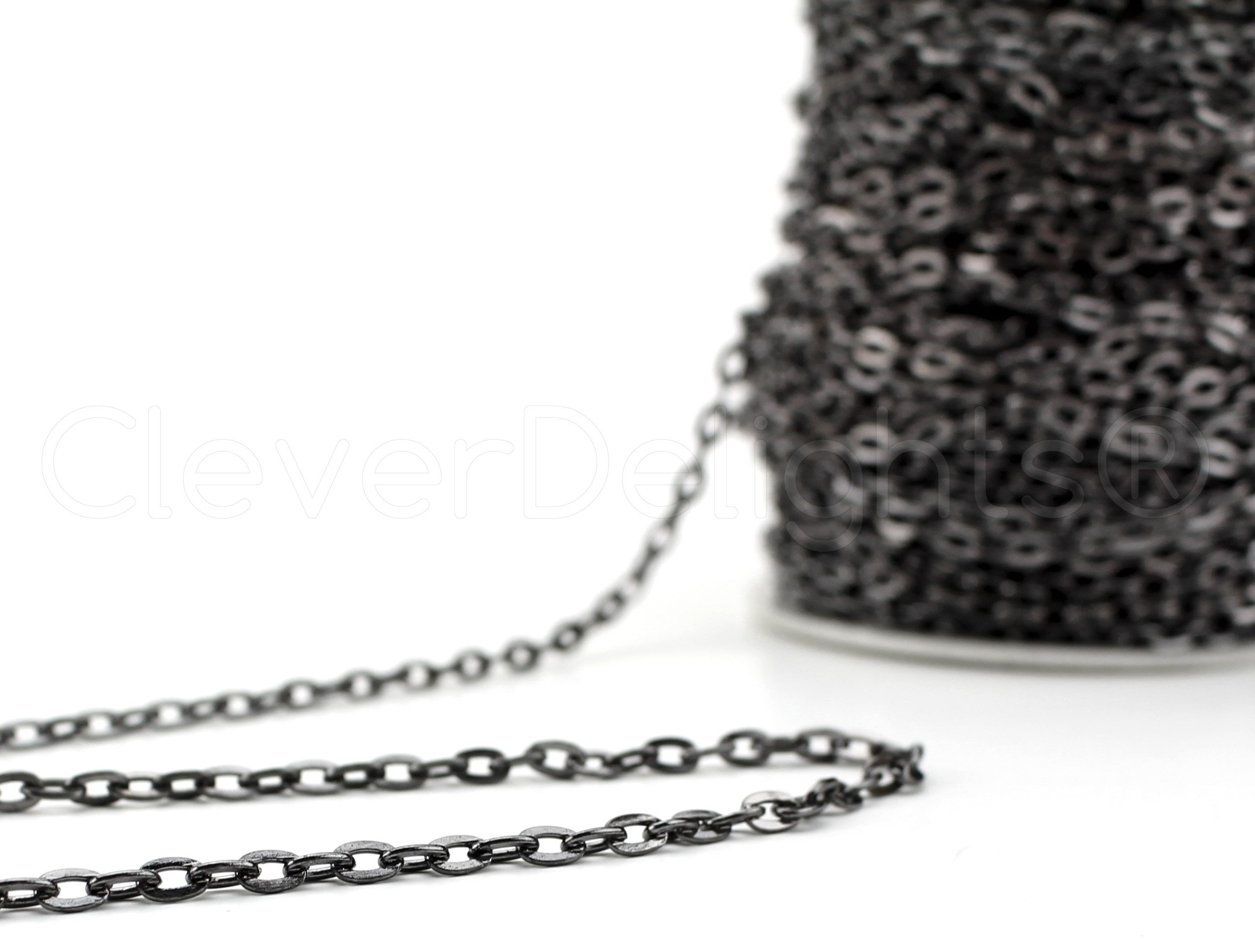 CleverDelights 4x6mm Cable Chain - Gunmetal Color - 100 Feet