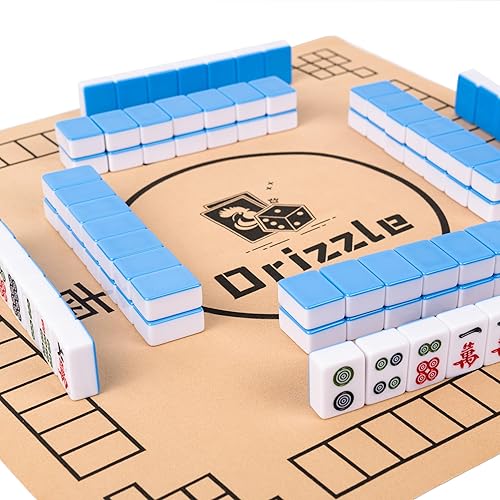 Miniatura 6 de drizzle Juego de mahjong de 1.181 in azul  144 azulejos de tamaño mediano con bolsa de panda y bastidores  Juego de mesa tradicional chino  Fiesta