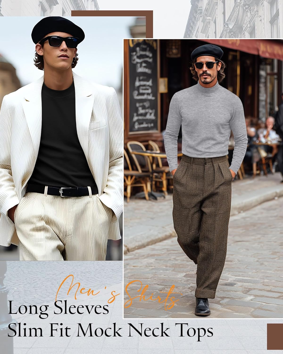 Riyiper 3 Pack Men's Mock Neck Shirts, Long Sleeve Cotton Turtleneck Tops Slim Fit Lightweight Pullover Casual Knit Sweaters - Image 4