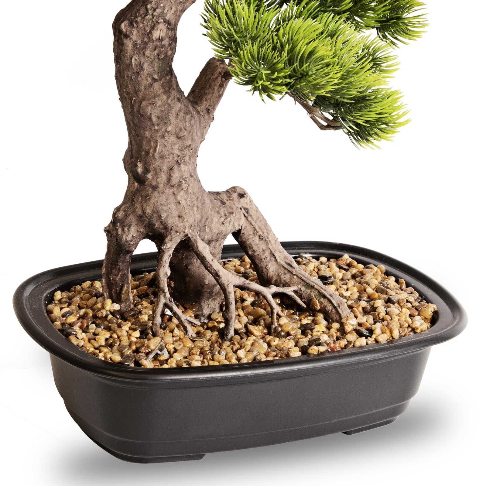 Planta de bonsái artificial, plantas grandes de enebro sintético de 20 pulgadas, plantas de pino sintético en maceta, decoración de interiores para oficina, escritorio, mesa del hogar, árbol bonsái de