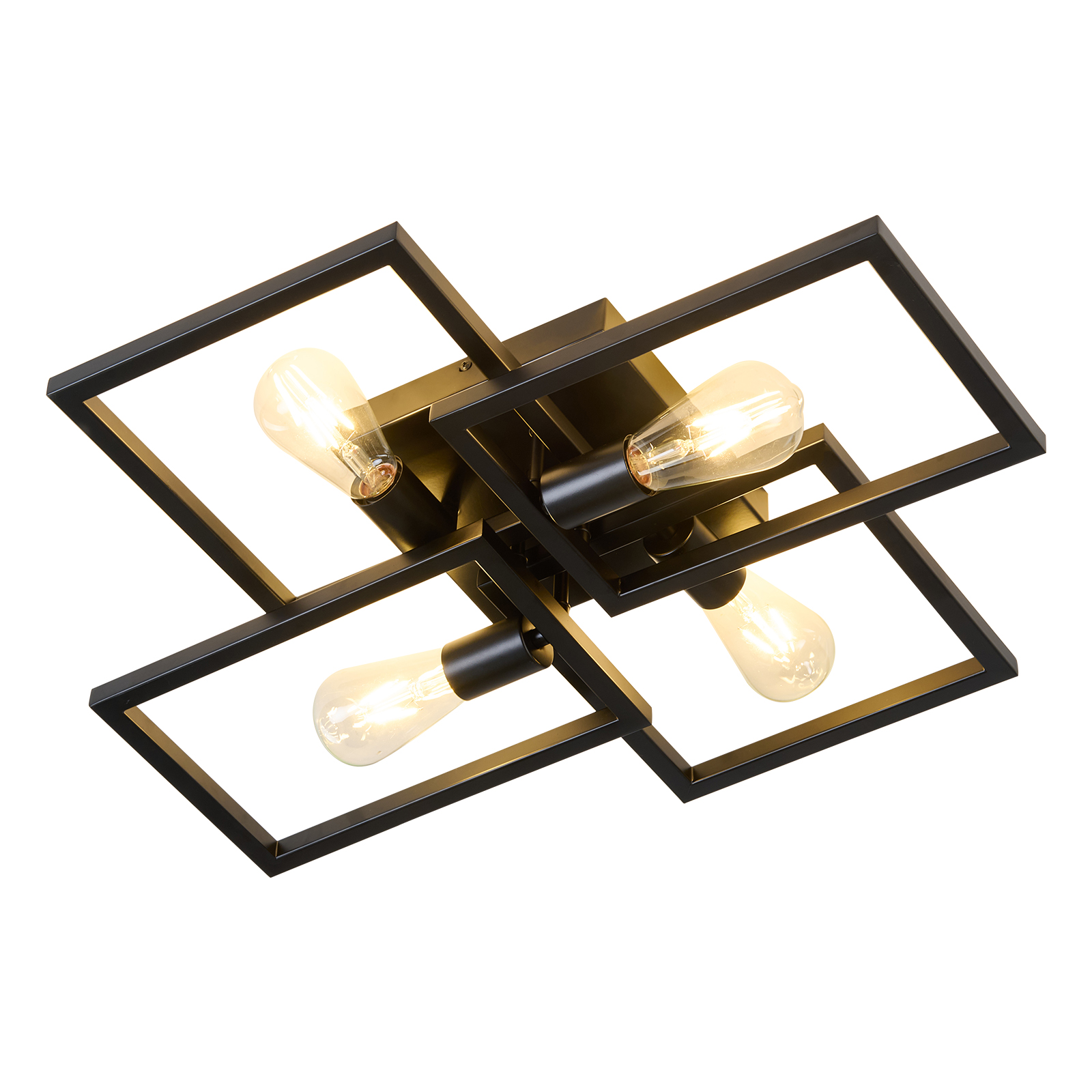 Image of ASGYISA Black Industrial Semi Flush Mount Ceiling Light Kitchen Light Fixtures 4-Light Modern Large Matte Sputnik Chandelier for Dining Room Bedroom Farmhouse Living Room