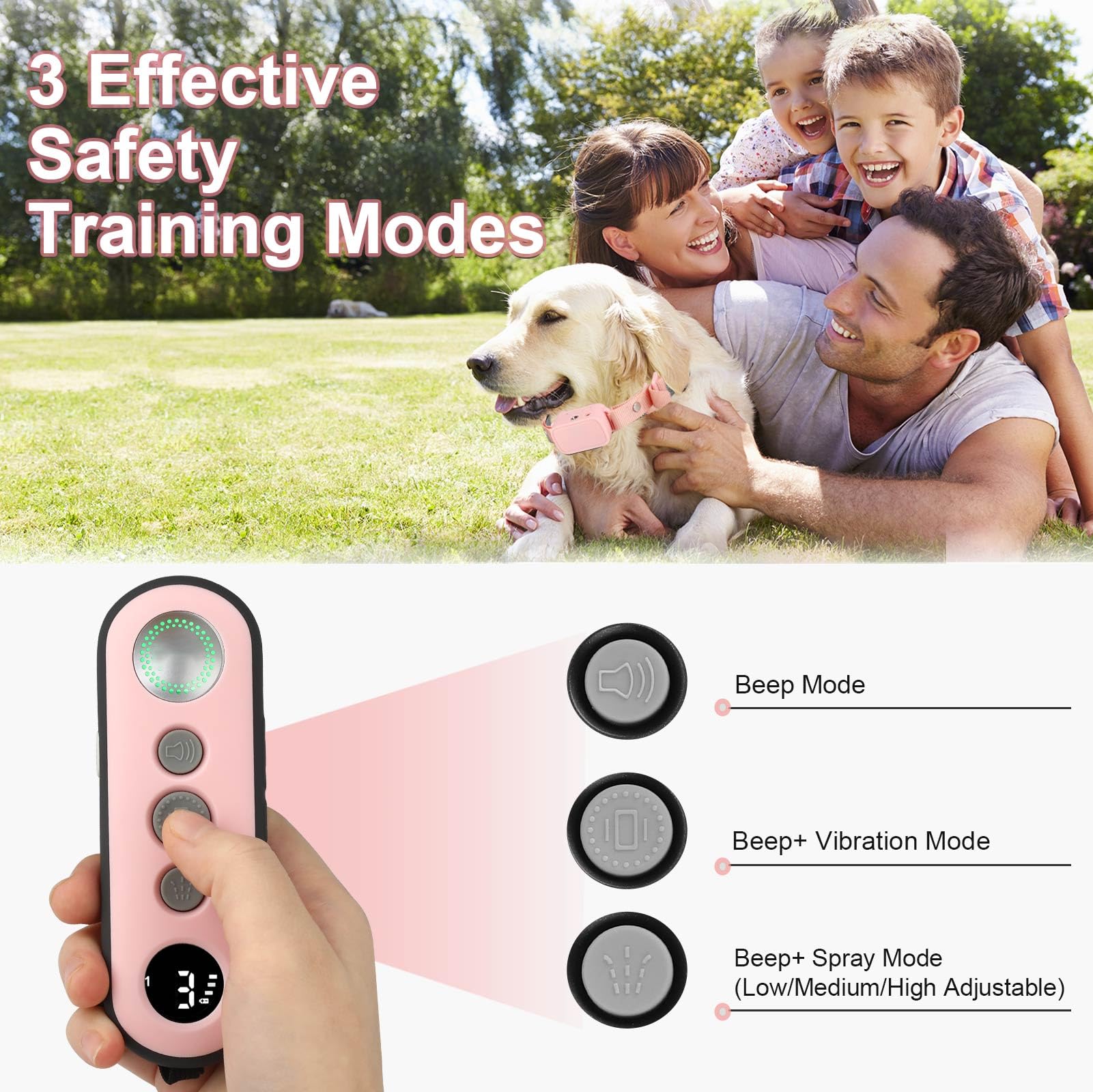 Citronella Training Collar Spray Dog Collar, Safer Citronella Bark Collar 3 Training Modes Humane Anti Barking Control Spray Suitable for S/M/L Dogs