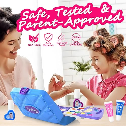 Miniatura 9 de Juego de maquillaje lavable real para niñas, kit de maquillaje de princesa con espejo, juguetes de belleza para niños de 3, 4, 5, 6, 7, 8, 9, 10,