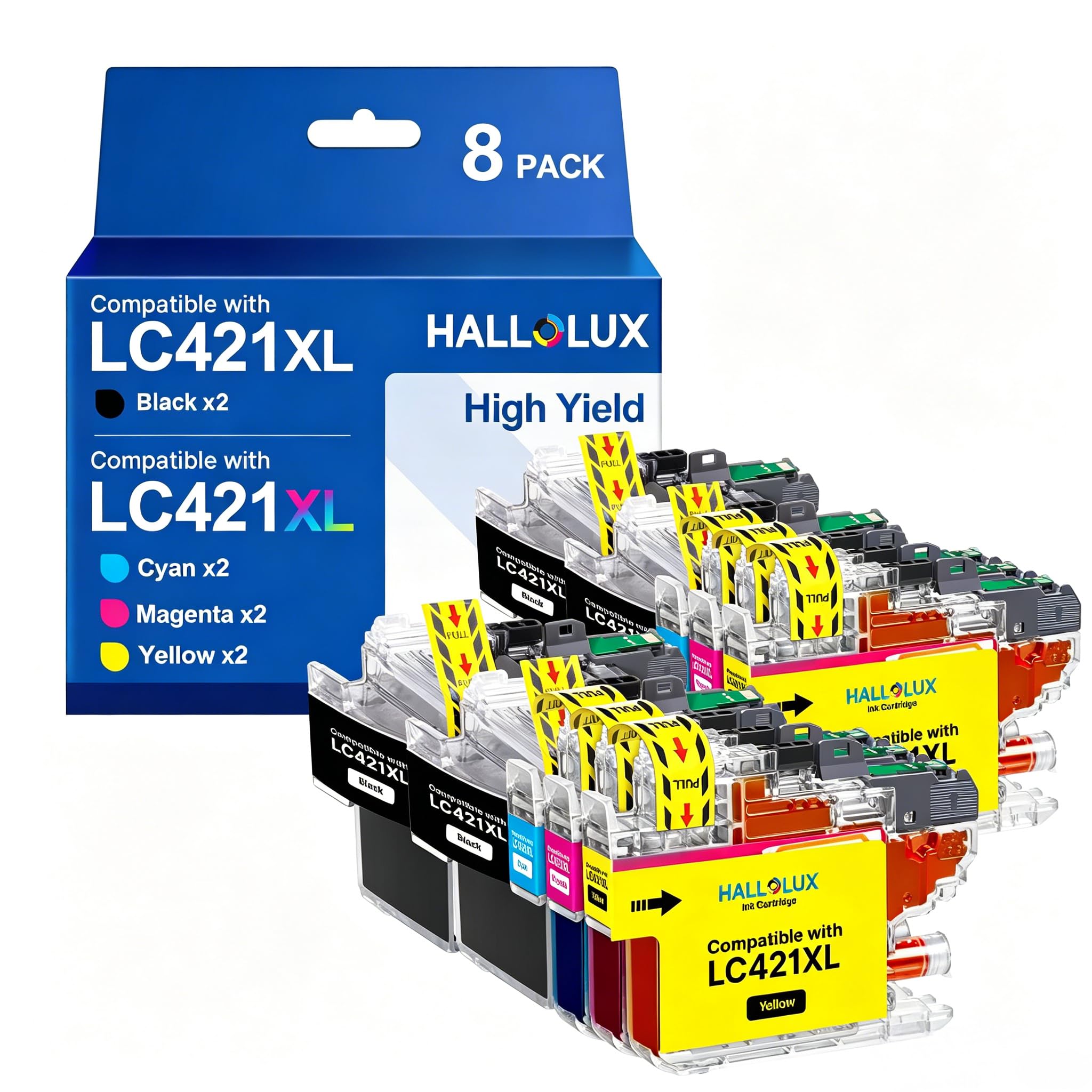 LC421XL Tintenpatronen Value Pack LC421 Druckerpatronen LC 421 für Brother LC421 LC-421 XL Multipack Patronen LC-421XL für Brother DCP-J1050DW Patronen MFC-J1010DW DCP-J1140DW (8er-Pack)