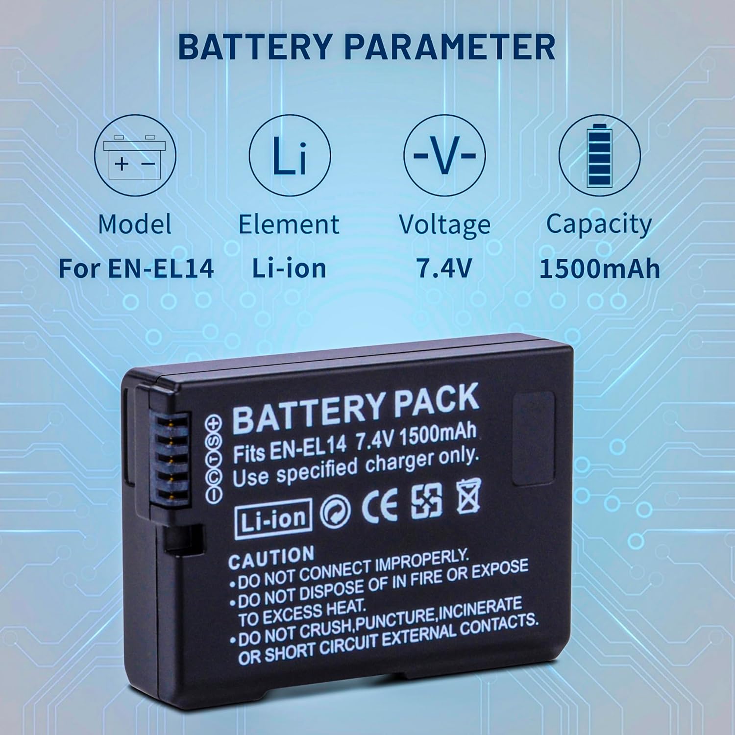 3-Pack EN-EL14 / EN-EL14a Batteries with Smart Triple Slot LCD Charger for Nikon D3100 D3200 D3300 D3400 D3500 D5100 D5200 D5300 D5500 D5600 DF Coolpix P7000 P7100 P7700 P7800 Cameras